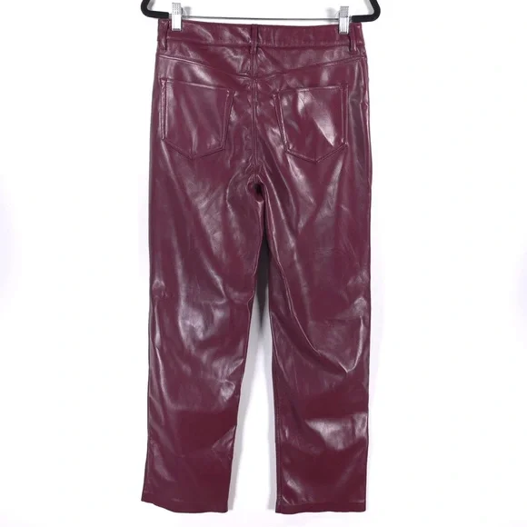 JOIE LIMITED EDITION Faux Leather Straight Pants Style JEI000 Burgundy Size 6